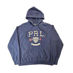 Polo Jeans Company Ralph Lauren PRL Logo Navy Blue Pullover Hoodie Mens Large L